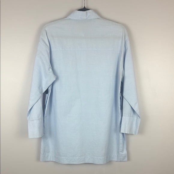 Zara Basic Light Blue Long Sleeve Black Button Details Classic Blouse Size XS - Picture 11 of 12